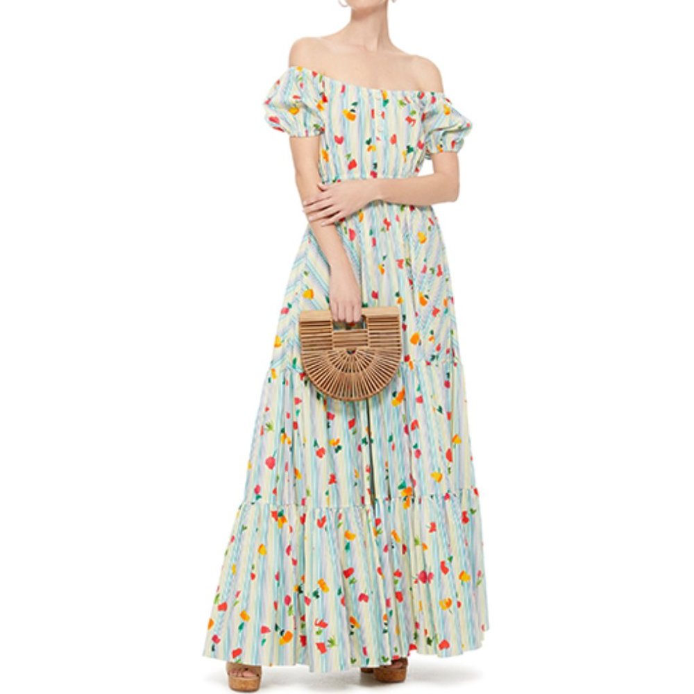 Caroline Constas Bardot Tiered Maxi Dress